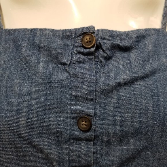 Old Navy top Small sleeveless button front chambray tank side split 100% cotton - Picture 7 of 11